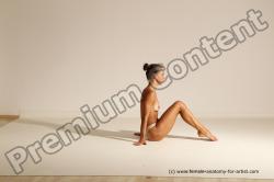 Nude Gymnastic poses Woman White Moving poses Slim long brown Dynamic poses Pinup